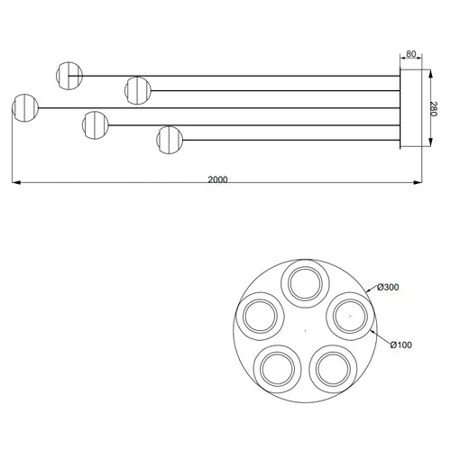 Riippuvalaisin ORBIT, 5x8W, 5x960lm, 2300+3000+4000K