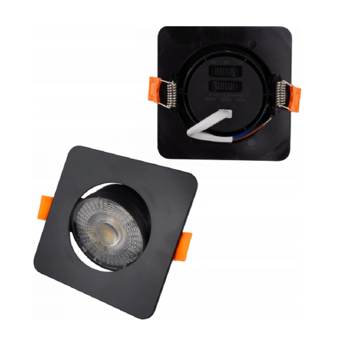 LED upotettava valaisin 3W, 5W, 7W, 3000K, 4000K, 6500K, 430 lm, 60°, musta, neliön muotoinen