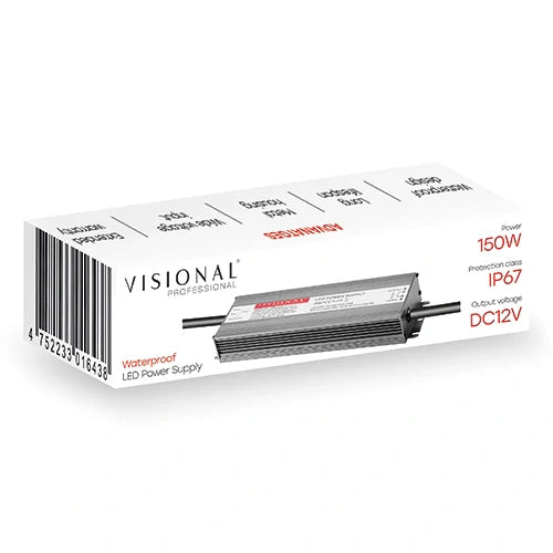 Vedenkestävä LED-virtalähde 12V, 12.5A, 150W, IP67