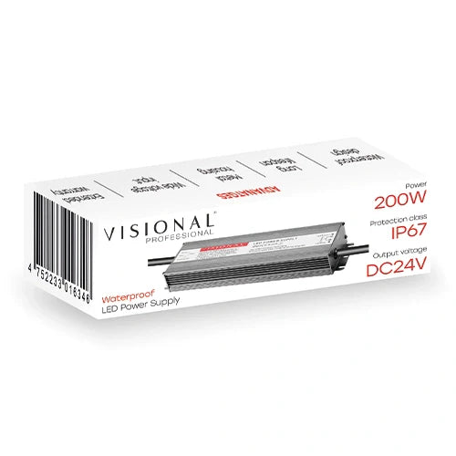 Vesitiivis LED-virtalähde 24V, 8.33A, 200W, IP67