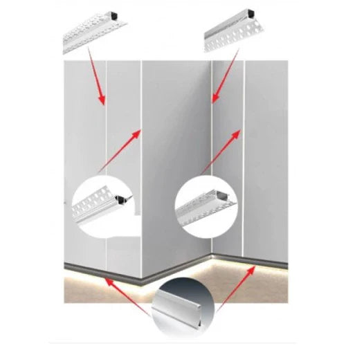 Sisänurkka anodisoitu alumiiniprofiili LED-nauhalle HB-50X25.3