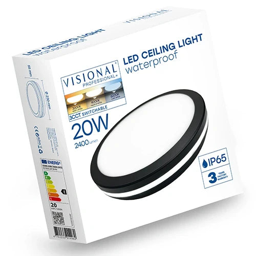 LED Vesitiivis valaisin 20W, 3CCT, 2400Lm, IP65, Ø 230 x 55 mm