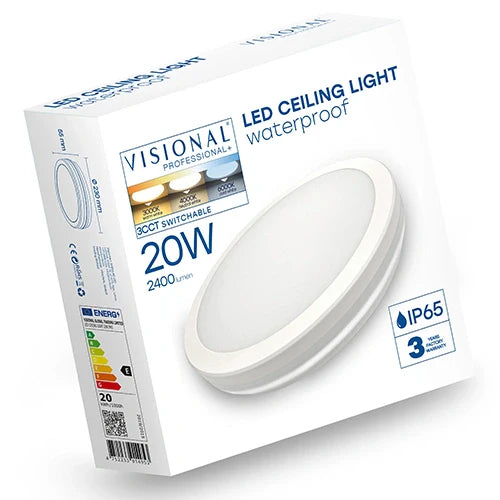 LED Vesitiivis valaisin 20W, 3CCT, 2400Lm, IP65, Ø 230 x 55 mm