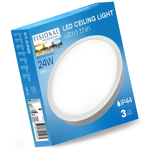LED Vesitiivis valaisin 24W, 3CCT, 2880Lm, IP44, Ø 300 x 25 mm