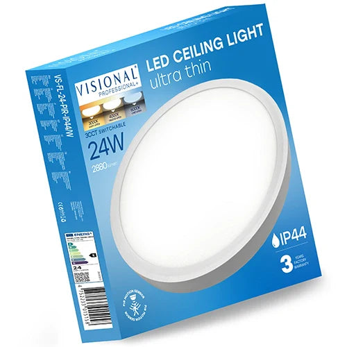 LED Vesitiivis valaisin PIR-liiketunnistimella 24W, 3CCT, 2880Lm, IP44, Ø 300 x 25 mm