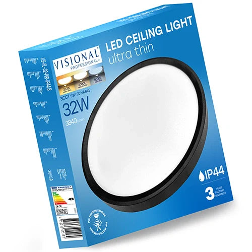 LED Vesitiivis valaisin PIR-liiketunnistimella 32W, 3CCT, 3840Lm, IP44, Ø 400 x 25 mm
