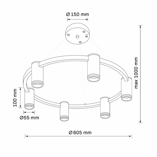 LED kattovalaisin PARIS ROUND, excl. 6xGU10, max 12W