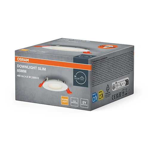 LED Upotettava paneeli, 4.5W, 3000K, 480Lm, 110°, IP20, Downlight Slim