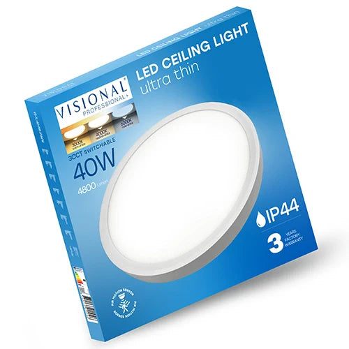 LED Vesitiivis valaisin PIR-liiketunnistimella 40W, 3CCT, 4800Lm, IP44, Ø 500 x 27 mm