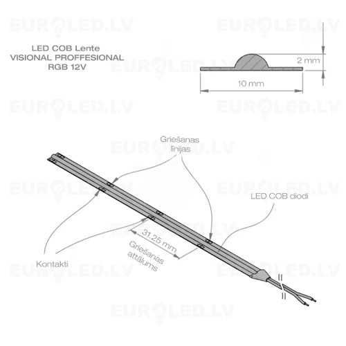 LED-nauha COB RGB, IP20, 12V, 14W