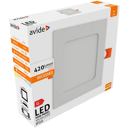 LED upotettava paneeli 6W, 420lm, 4000K, IP20, 120°