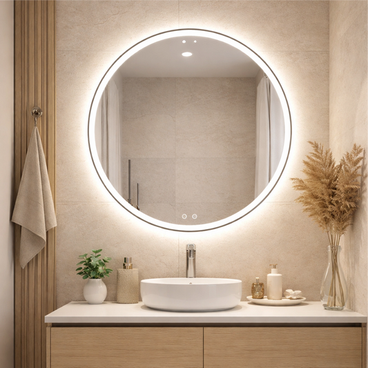 Peili LED-valaisimella ja lämmitystoiminnolla Ø 80 cm, 36W, 3CCT