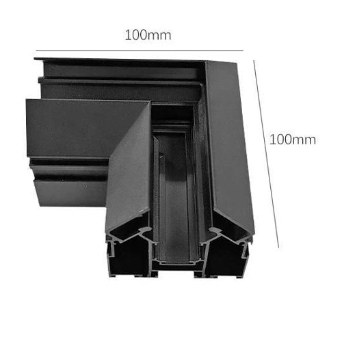 L-muotoinen liitin magneettiseen kiskoon venytetyille katoille, 100x100 mm