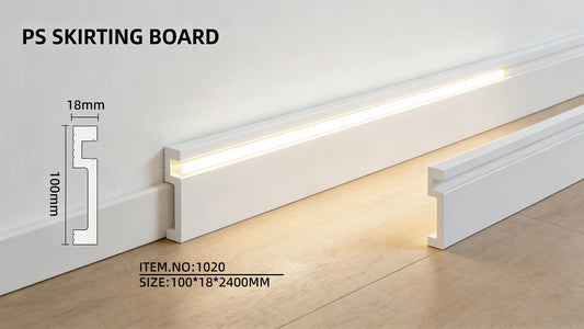 Polystyreenilista LED-nauhalle, 2400x100x18mm