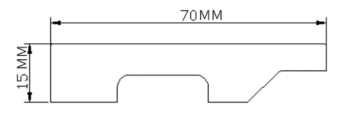 Polystyreenilista, 2400x70x15mm