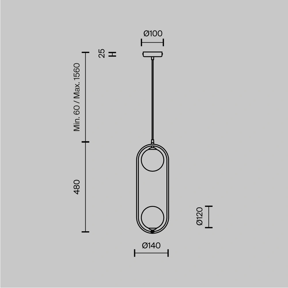 Riippuvalaisin RING, excl. G9 x 2, max 25W, IP20