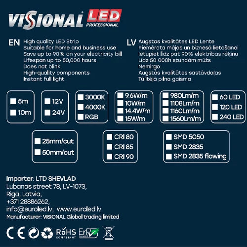 LED-nauha 4000K, IP20, 24V, 15W, SMD2835