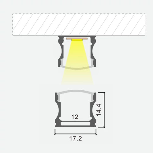 Anodisoitu korkean alumiiniprofiilin LED-nauhalle HB-17.2X14.4M