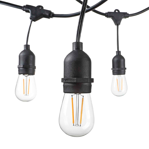 LED ulkoilma 10m valosarja puutarhaan ja terasseille E27 lamppuille, 20 lampunpidikettä, väli 50 cm