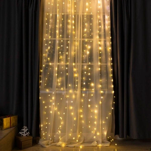 LED-valoverho 3 x 2 m, 240 LED, lämpimänvalkoinen, IP44