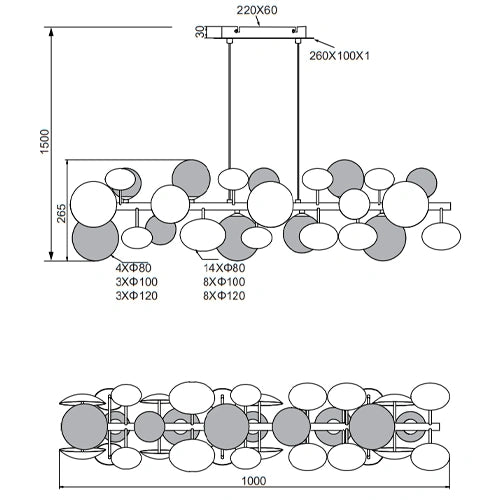 Riippuvalaisin BUBBLE, excl. 10xG9, max 10W