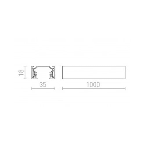Liukku 1F liukusvalaisimille, 1m, 35x18mm, IP20