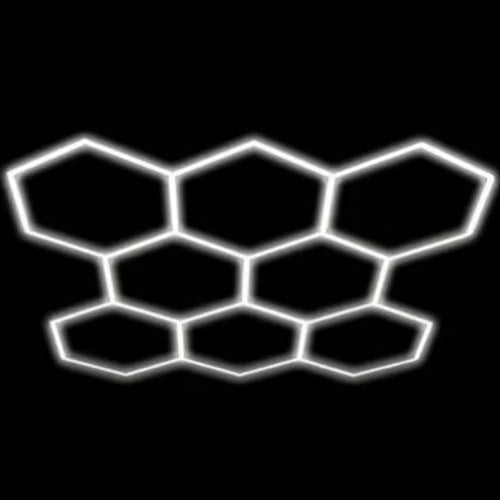 Hexagon-valaisinsarja, 8 kpl, tarvikkeilla, 280W, 6000K, IP20, 33600 Lm