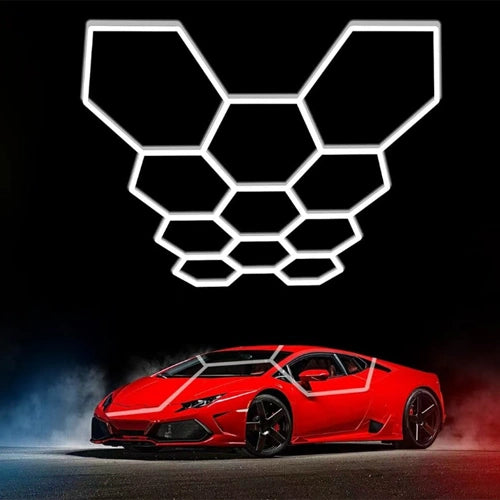 Hexagon-valaisinsarja, 11 kpl, tarvikkeilla, 385W, 6000K, IP20, 46200 Lm