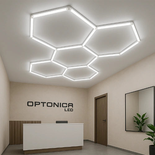Hexagon-valaisinsarja, 5 kpl, tarvikkeilla, 192W, 6000K, IP20, 23040 Lm