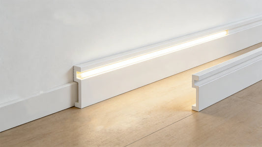 Polystyreenilista LED-nauhalle, 2400x100x18mm