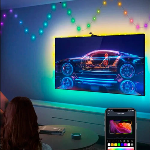 LED-valosarja 20 m, 200 LED, monivärinen, kaukosäädin, SMART-ohjaus, USB 5 V, IP44