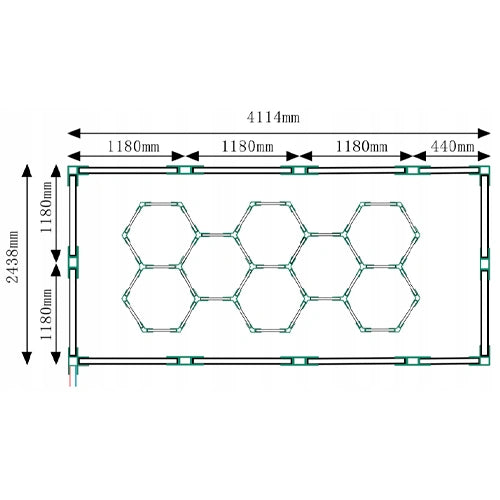 LED Katto-valaisinsarja HEXAGON, 450W, 6500K, P44, 244 x 411 cm