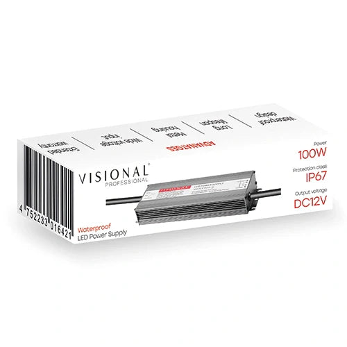 Vedenkestävä LED-virtalähde 12V, 8.33A, 100W, IP67