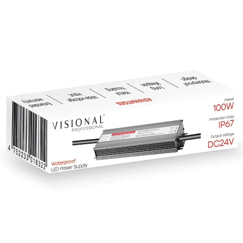 Vedenkestävä LED-virtalähde 24V, 4.16A, 100W, IP67