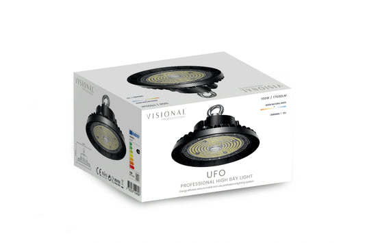 LED HIGH BAY teollinen 100W/80W/60W valaisin UFO 17500lm, 4000K, IP66 Professional..3 eri valotehoa..