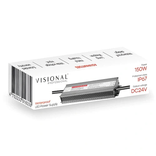 Vedenkestävä LED-virtalähde 24V, 6.25A, 150W, IP67