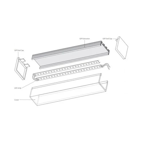 Anodisoitu korkean alumiiniprofiili 1-2 LED-nauhoille HB-26X23