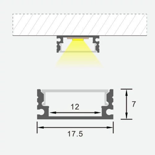 Anodisoitu alumiiniprofiili LED-nauhalle HB-17.5X7T