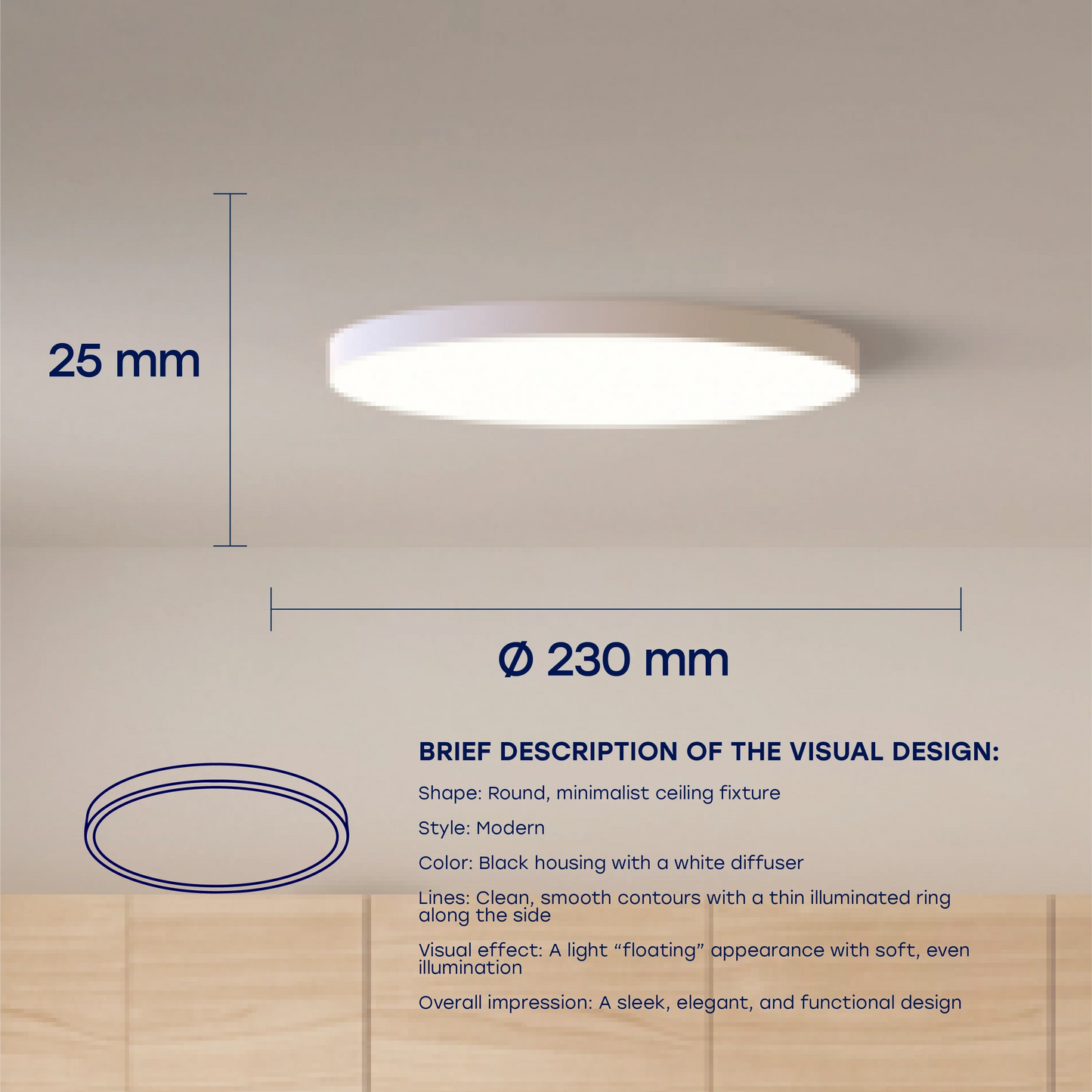 LED Vesitiivis valaisin 18W, 3CCT, 2160Lm, IP44, Ø 230 x 25 mm