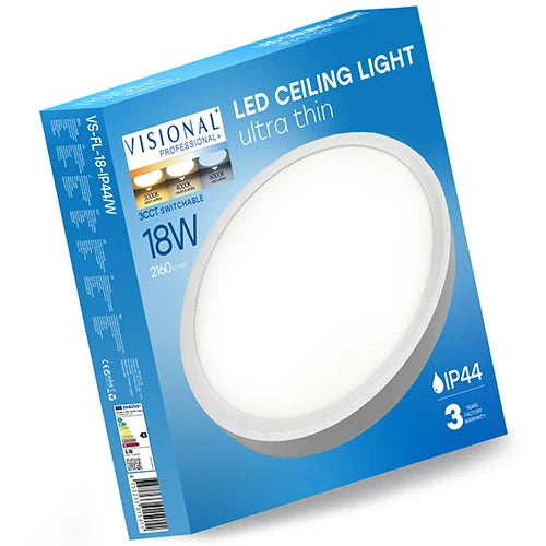 LED Vesitiivis valaisin 18W, 3CCT, 2160Lm, IP44, Ø 230 x 25 mm
