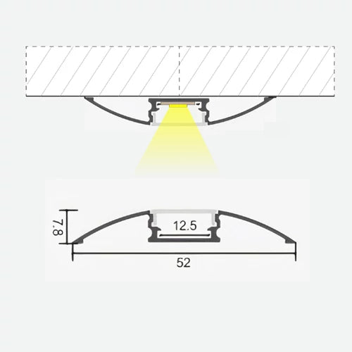 Anodisoitu alumiiniprofiili LED-nauhalle HB-52X7.8M
