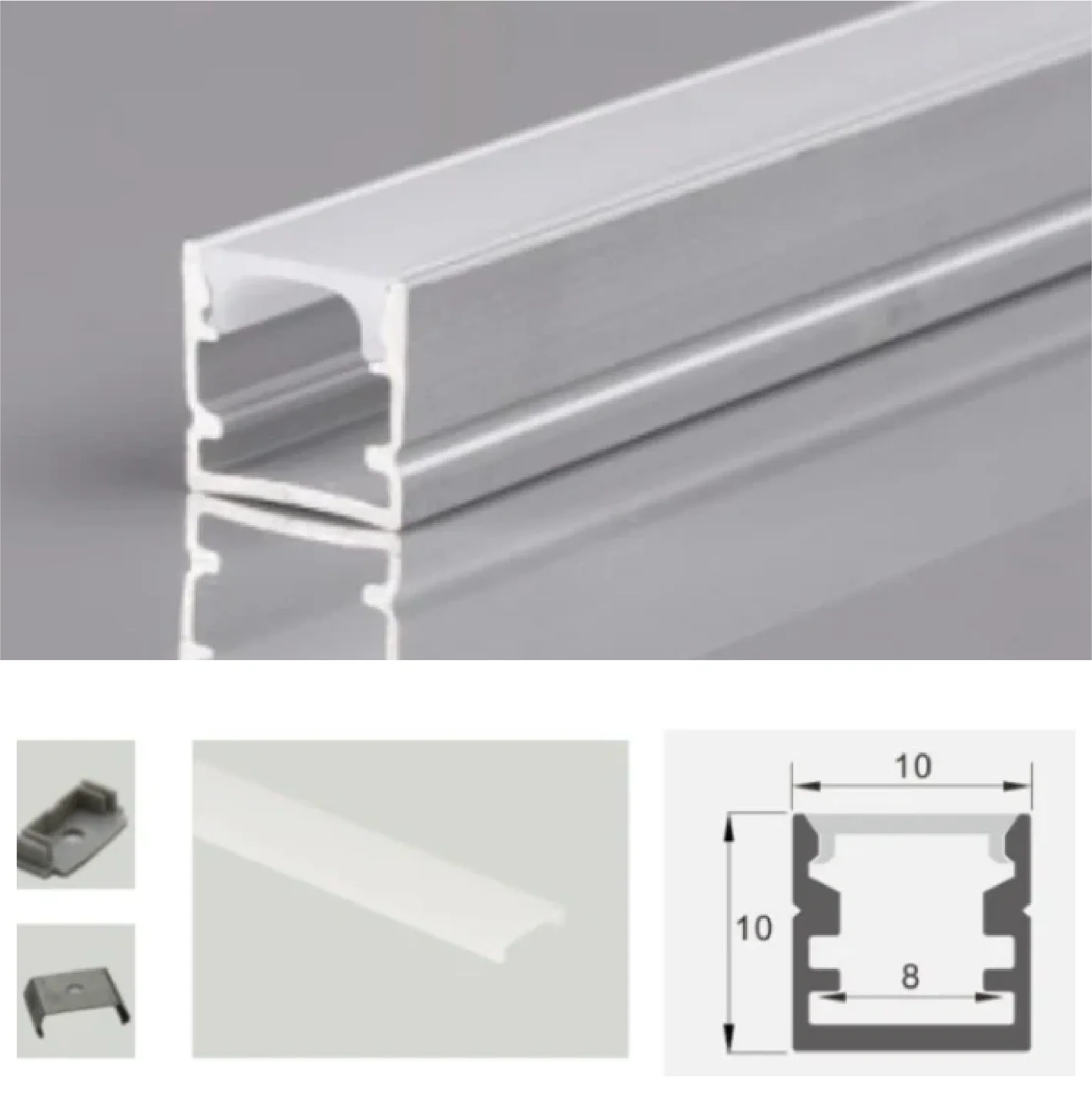 Anodisoitu alumiiniprofiili LED-nauhalle HB-10X10