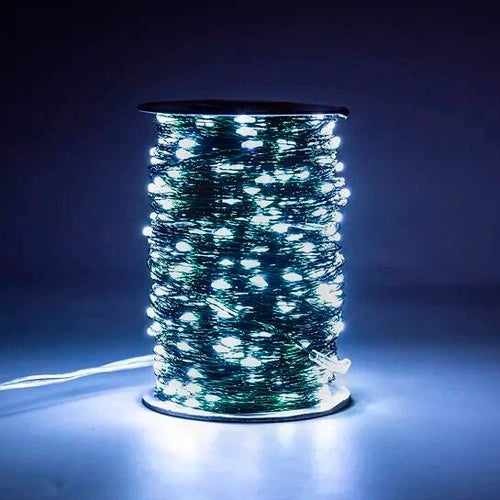 LED-valosarja 100 m, 1000 LED, kylmänvalkoinen, kuparilanka, kaukosäädin, IP44