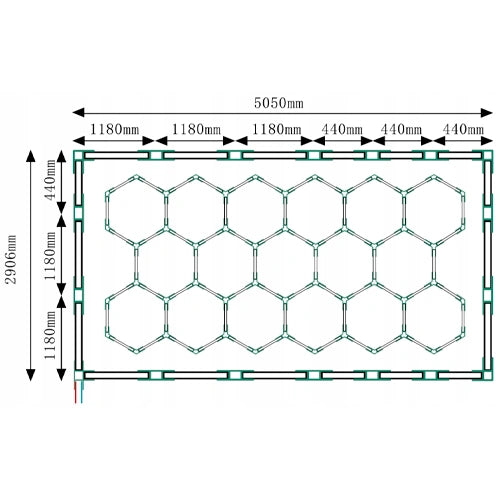 LED Kattovalaisinsarja HEXAGON, 750W, 6500K, P44, 290 x 505 cm