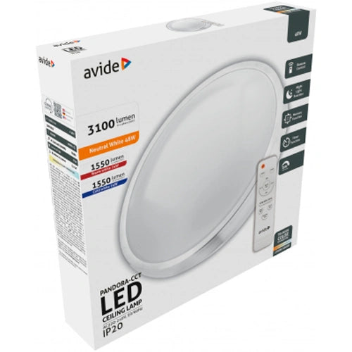 LED Kattovalaisin kaukosäätimellä Oyster Pandora, 48W, CCT, 3100Lm, IP20