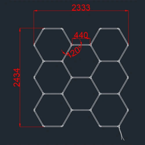 Hexagon-valaisinsarja, 8 kpl, tarvikkeilla, 280W, 6000K, IP20, 33600 Lm