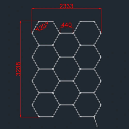 Hexagon-valaisinsarja, 11 kpl, tarvikkeilla, 385W, 6000K, IP20, 46200 Lm