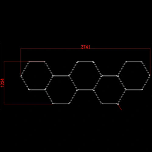 Hexagon-valaisinsarja, 5 kpl, tarvikkeilla, 203W, 6000K, IP20, 24360 Lm