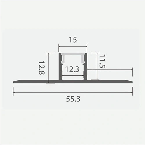 Anodisoitu laatta alumiiniprofiili LED-nauhalle HB-55.3X12.8