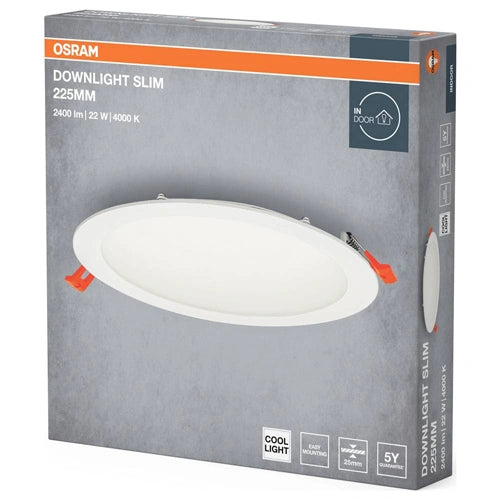 LED Upotettava paneeli, 22W, 4000K, 2000Lm, Ø 225 x 25 mm